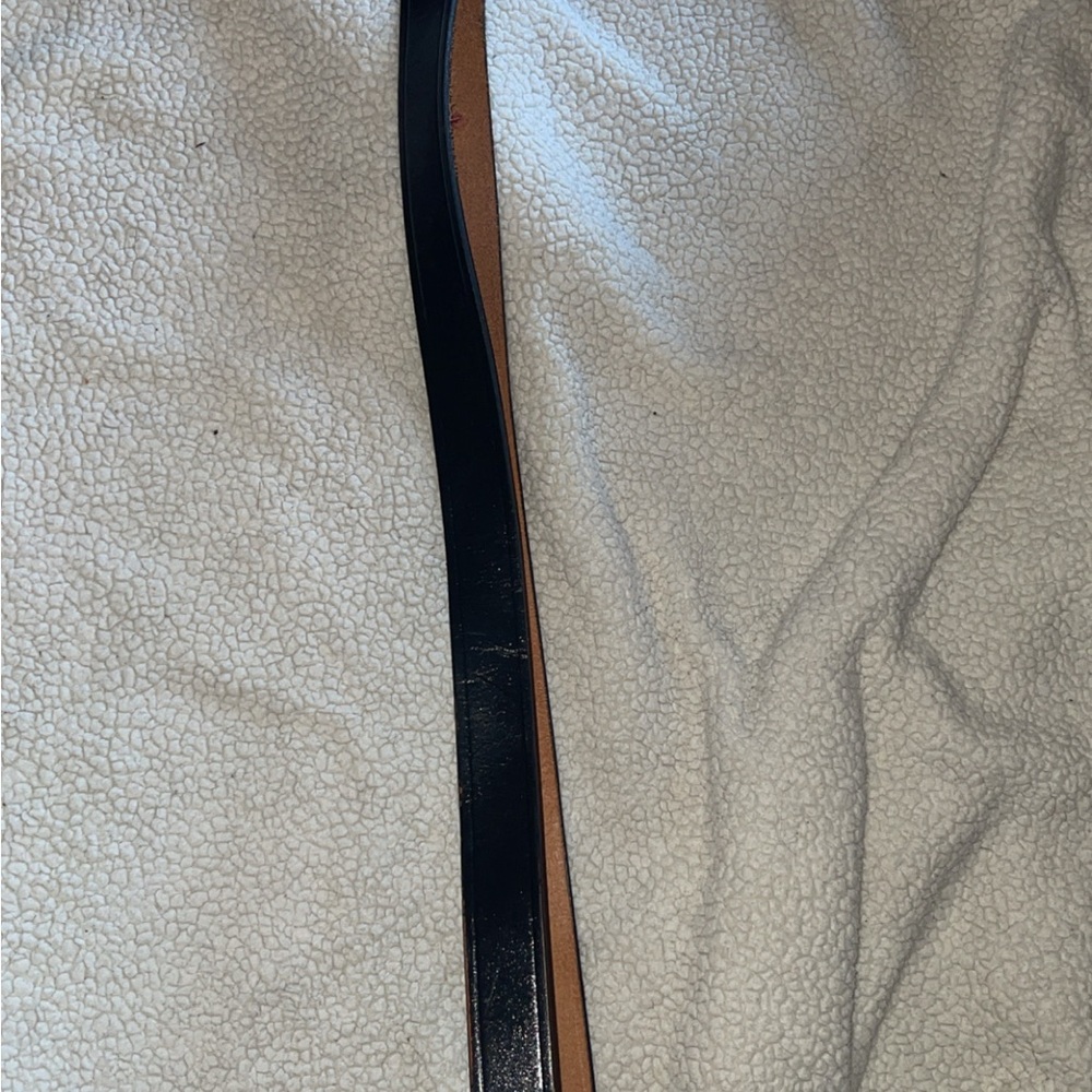 Classic Black Leather Belt with Metal Buckle